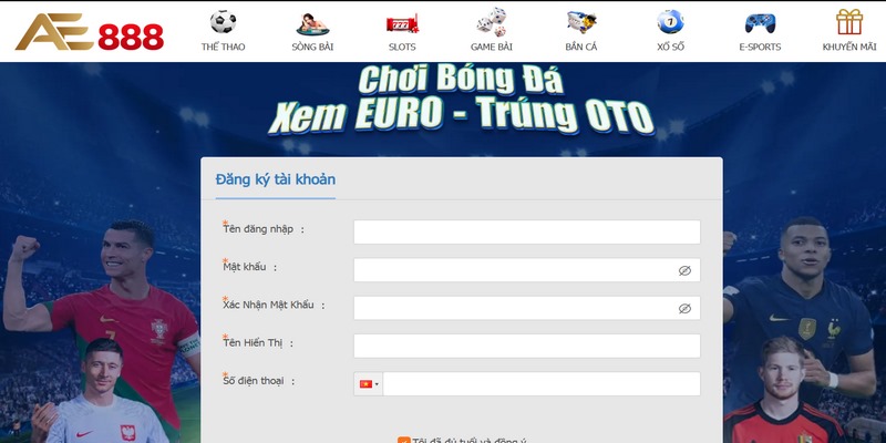 Thành viên khi nhập xong, hãy xác nhận để hoàn tất tạo mới AE888