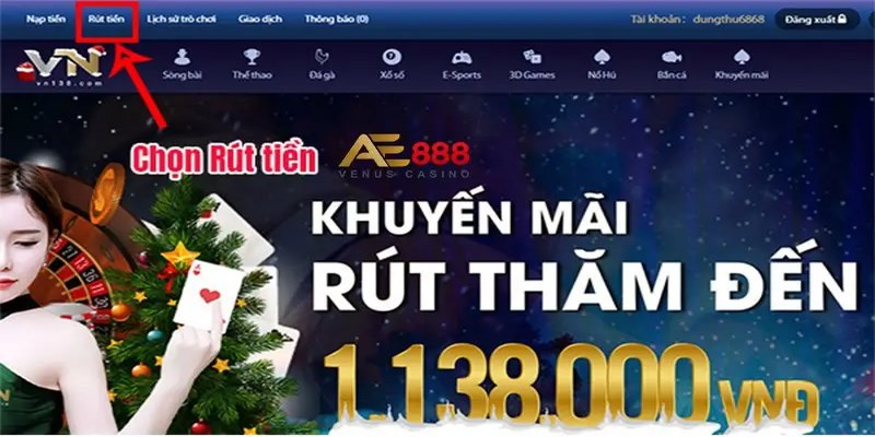 Truy cập vào giao diện AE888 để tiến hành rút tiền